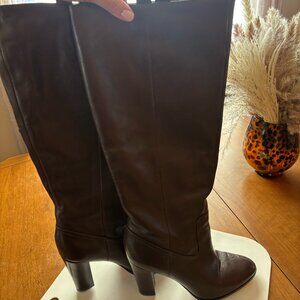 Veronica Beard Brown Wide Calf Boots – Size 10 – Chunky Heel – Worn Twice 🤎